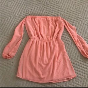 Coral off the shoulder dress